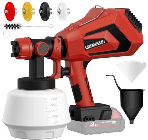 Cordless Paint Sprayer for Milwau-kee, Paint Sprayer Cordless 4 Nozzles, 3 Spray Patterns Battery Powered Paint Sprayer for House Painting Interior and Exterior, House Furniture, Wall（Tool Only