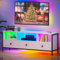 Gurexl RGB TV Stand with 24 Color Lights,55 to 70 Televisions with Wireless Charging Station, LED TV Console Table with Rhythmic Light Mode for Kids, Living Room(Wooden White)