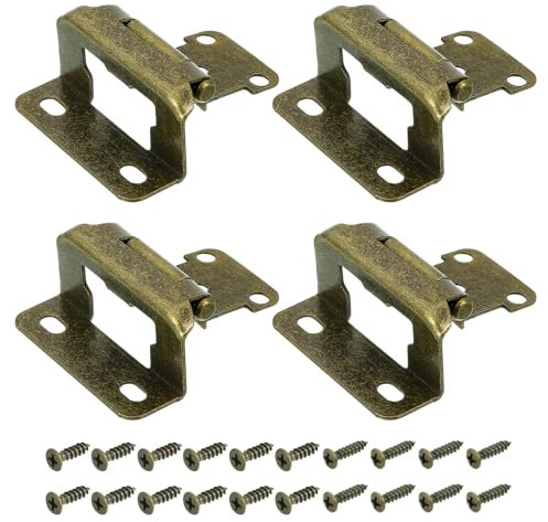 sourcing map 1/2 Overlay Cabinet Kitchen Hinges, 4 Set Semi-Concealed Hinges Face Mount Cabinet Hardware Self-Closing Cabinet Hinges with Screws, Bronze
