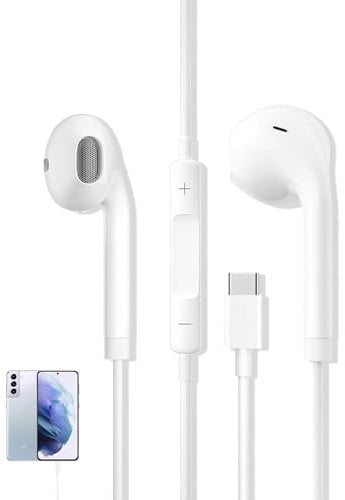USB C Headphones for Samsung Galaxy S23 Ultra S22 S21 FE S20 A54 A53 USB C Earphones with Mic Volume Control Wired Earbuds USB Type C Headphones for iPhone 16 15 Pro Max Plus iPad Pro Pixel 8 7 6a