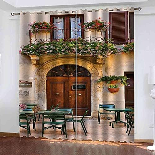 Tizhweqo Vorhänge Italien, Garten Blickdicht Gardinen Vorhang Italien Verdunklungsvorhänge mit Ösen Wohnzimmer Schlafzimmer 2 Stück 117x230 cm (BxH) B/C2934