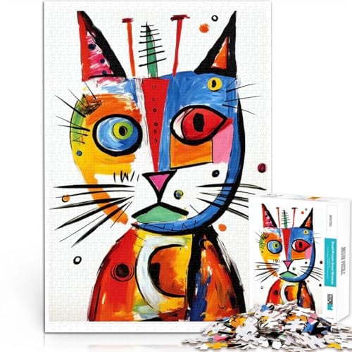Katze Picasso 03 1000-teiliges Puzzle für Erwachsene Stressabbau – Staycation – Zeit totschlagen Tolles Geschenk für Spiele 38x26cm