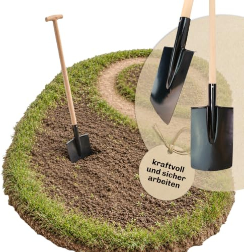 Made for SHW Spaten Gärtnerform mit Buchen T-Stiel | Gr. 21 x 29 cm | Für Garten, Hof & Landschaftsbau | Umgraben, Ausheben & Bewegen | Gärtnerform für hohe Erdaufnahme | Buchen-T-Stiel 90 cm