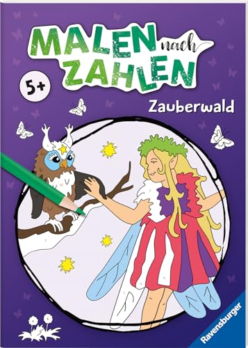 Ravensburger Malen nach Zahlen ab 5 Jahren Zauberwald - 24 Motive - Malheft für Kinder - Nummerierte Ausmalfelder