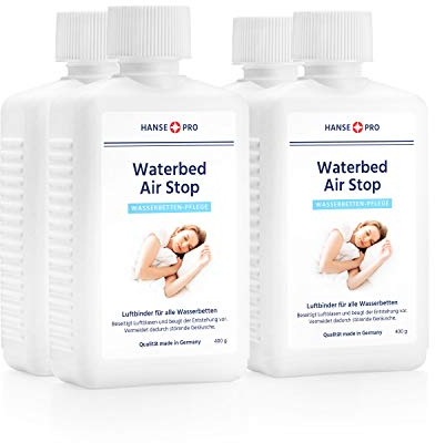 Hanse Pro Waterbed Air Stop (4 x 250 ml) I Luftbinder I Wasserbetten-Pflege I Zubehör für Wasserbett I für alle Wasserbetten geeignet I wirkt effektiv gegen Blasenbildung