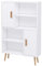 HOMCOM Sideboard Bookshelf Free Standing Bookcase Shelves Unit Display Storage Cabinet w/Adjustable Shelves, Wooden Leg, Two Doors, White