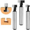 Flintronic T-Slot Carburo di Cemento con Lavorazione del Legno Cutter Router Cnc Bit, 3Pz T-Slot Track Fresa Legno Fresatrice Verticale Giallo per 1/2'', 3/8'' & 5/16'' Tagliente Bordo(1/4'' Stinco)