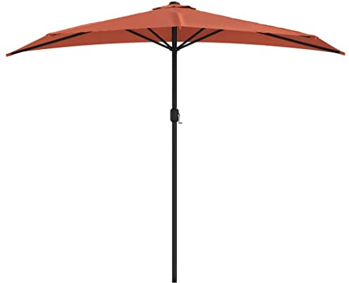 vidaXL Balkon Sonnenschirm Alu-Mast Balkonschirm Strandschirm Marktschirm Ampelschirm Gartenschirm Schirm Wandschirm Terrakotta 270x144x222cm Halbrund