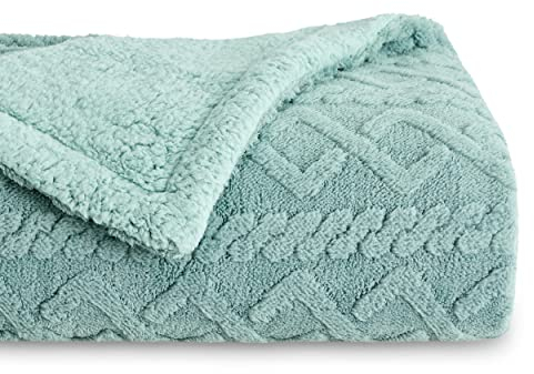 BEDSURE Kuscheldecke Decke Sofa Strickdecke - Wohndecken kuscheldecken 150x200, Sofadecke Doppelgesicht Extra Weich, Flauschig Wohnzimmer, Wolldecke Grün, Couchdecke überwurfdecke