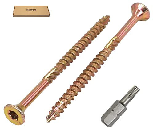 SKIR'CO Lot de 200 vis à bois universelles en acier zingué Tête fraisée Torx Type 17 Vis à panneaux d'aggloméré 4,0 x 60 mm Jaune