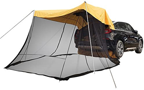 Tenda Parasole Per Portellone Posteriore Per Auto, 3-4 Posti Riparo Portatile Per Porta Laterale Posteriore Estensibile Tenda Pergola Telonata Con Zanzariera, Per Camper E SUV (yellow)