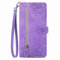 NEXCURIO Zip Wallet Case Compatible with Apple iPhone 12 Mini Phone Case Wallet with Credit Card Holder Strap Stand Women Leather Flip Case Floral Folding Cover Shockproof - Purple