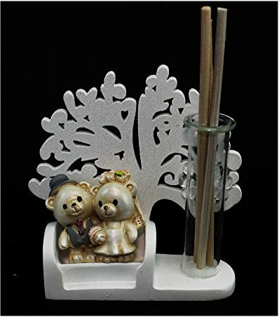 DLM33854 Profumatore in Vetro Albero della Vita con Coppia Sposi Orsetti Nozze Matrimonio Anniversario Diffusore Profumo bomboniera