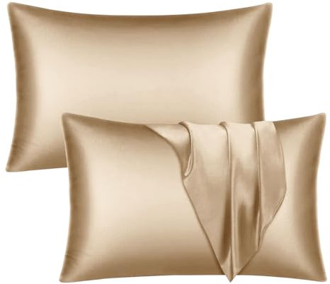 Imperial Rooms Satin Pillow Case 2 Pack – Soft as Silk Pillowcases for Hair and Skin, Gifts for Women – Champagne Pillow Covers with Envelope Closure (50x75 cm)