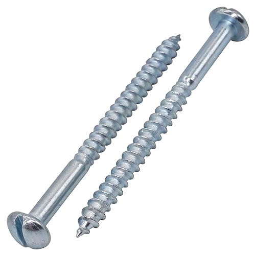 SKIR'CO (10 pièces) Vis à Bois Acier Zingué 4.0 x 50 mm, Vis à Bois Tête Ronde Fendue, Vis DIN 96