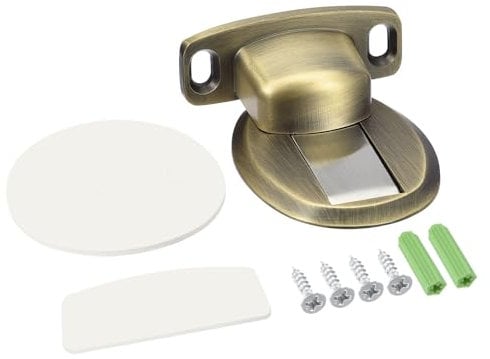 uxcell Magnetic Door Stopper, Floor Door Stops Catch Magnets Door Holder with Self Adhesive and Screws, Bronze Tone