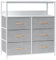 LYNCOHOME Kommode mit Regal, Stoffschubladen einfach zu montieren, 6 Schubladen Kommode mit stabilem Stahlrahmen und Holzplatte, für Schlafzimmer, Wohnzimmer, Schrank.(Beige), (LH-826SG-UK)