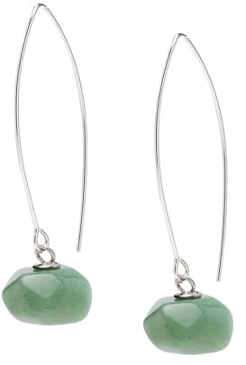 Handgefertigte Damen Ohrringe aus 925 Sterling Silber mit Natürlichen Edelsteinen - 12mm Kugel-Perlen Grün, Rot, Rosa, Lila, Weiß - Elegante Tropfen-Ohrringe (Grüner Aventurin)