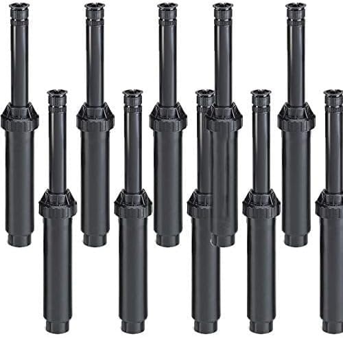 Suinga Pack 10 DIFUSOR ASPERSOR riego 5,2 Metros unispray R.Bird, Ángulo de Riego Ajustable, Altura emergente 10 cm, Altura Total 18,4 cm, Rosca 1/2, Negro