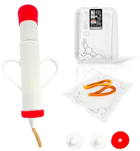Churrero für Churros, manuell, hergestellt in Spanien, aus sehr robustem Kunststoff + Churros-Maschine mit 2 kleinen und großen Düsen