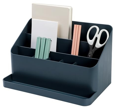 BLUE GINKGO Schreibtisch-Organizer – Aufbewahrung aus Korea für Stifte, Notizen, Briefe und Bürobedarf (Preußisches Blau)