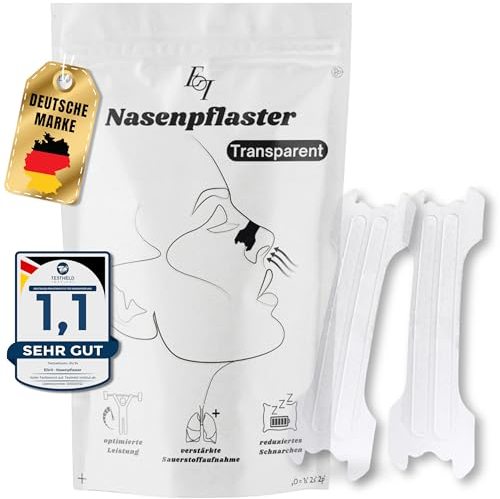 Ellicit Nasenpflaster Transparent, 30er Pack Premium Nasenstrips, gegen Schnarchen, Extra Halt für bessere Schlafqualität, besser Atmen bei verstopfter Nase, Nasal Strips [für jede Nase]