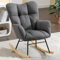 DEKKETO Schaukelstühle Leinen, Gemütlicher Stillsessel, Relaxstuhl Schaukelsessel Holz für Wohnzimmer Schlafzimmer, Bequeme Lesesessel für Kinderzimmer, Gray
