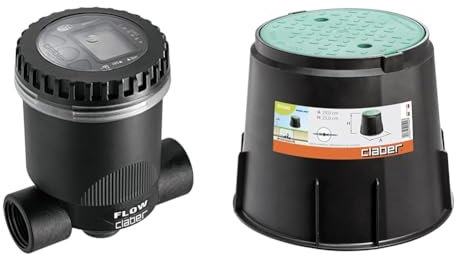 Claber Elettrovalvola programmabile, valvola con Programmatore per Sistema di irrigazione & 90500 Inter. POZZETTO Circolare, Nero/Arancione/Grigio, 29 x 25 cm
