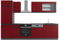 Vicco Küchenzeile R-Line, Küchenblock, Rot/Anthrazit, 300 cm, AP Marmor