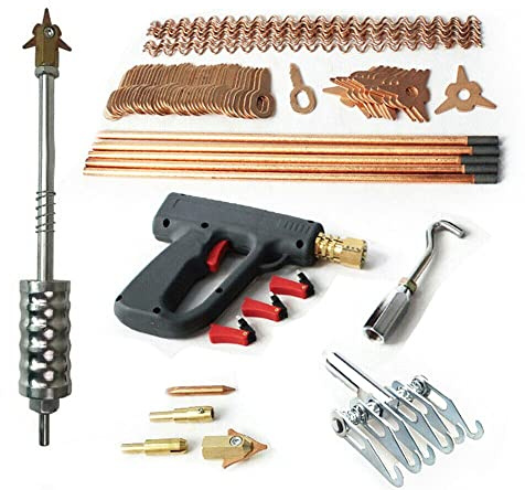 Loobiiny 86 pezzi Strumento di Riparazione Carrozzeria Auto Accessori Scatola Strumento per Rimozione Ammaccature Riparazione Carrozzeria Saldatrice Spotter per Rimozione Ammaccature Scatola