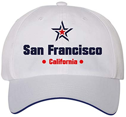 Mütze San Francisco California Stella USA America14, Polyester, 5 Paneele, blauer Einsatz auf Schnabel, Weiß, One size