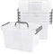 Parlynies 6 Packs 7 L Plastic Small Storage Box, Clear Lidded Storage Organizer Tubs with Handle, 27 x 20 x 16 cm