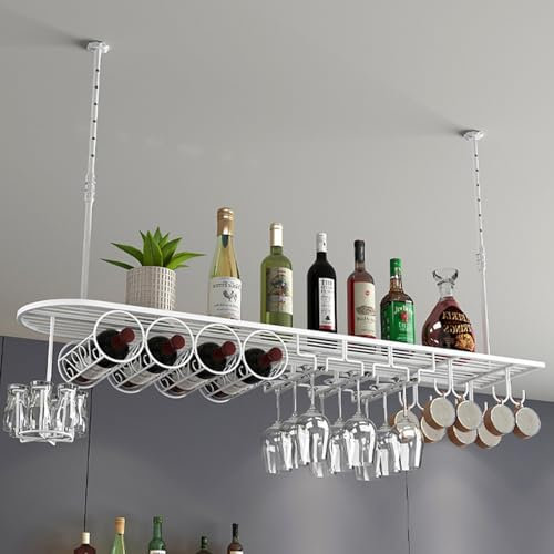 Casier à vin rustique en fer avec support en verre, étagère murale pour liqueur flottante, rangement de vin, organisateur de cave à vin avec supports de rangement en verre, étagère pour bouteilles