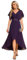 Ever-Pretty Robe pour Mariage Invité Longue Femme Asymétrique Col V Plissé Manches Volantées Mousseline Robe de Soirée Chic Violet Foncé 54