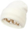 Hcimooy Damen-Mütze mit Satin-Innenfutter für Damen, Strickmütze, Wintermützen für Damen, Mützen für Herren, Schädelmütze mit Bündchen (DE/NL/SE/PL, Alphanumerisch, Einheitsgröße, XL, Beige)