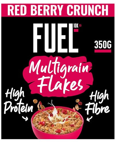 FUEL10K Red Berry Multigrain Flakes High Protein BreakfastCereal, 350 g (Pack of 1)