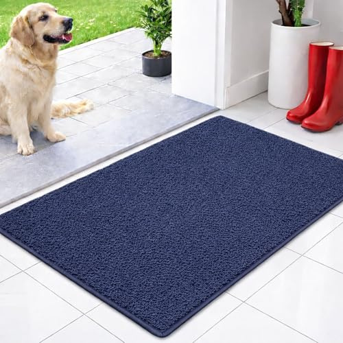 casa pura Schmutzfangmatte innen 60 x 90 cm Dunkelblau - rutschfeste Maschinenwaschbare Fußmatte - Türmatte Sauberlaufmattestürmatte - Fussmatte für Hund - Haustür & Flur - NASA
