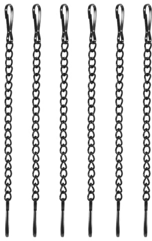GALPADA Lot de 6 chaînes de suspension pour fenêtre en verre avec crochets en métal pour panneaux de porte, indicateurs de sécurité incendie, utilisation intérieure et extérieure, noir