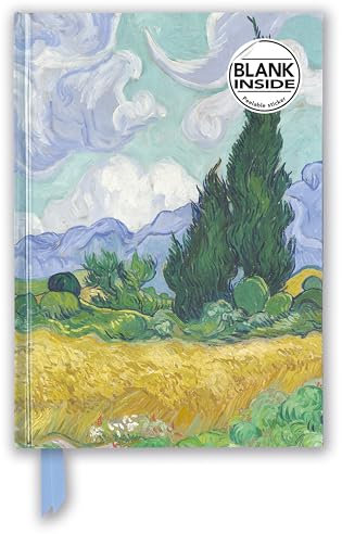 Premium Notizbuch Blank DIN A5: Vincent van Gogh, Weizenfeld mit Zypressen: Unser hochwertiges Blankbook mit festem, künstlerisch geprägtem Einband (Premium Notizbuch DIN A 5 mit Magnetverschluss)