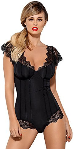Obsessive - Body seducente con pizzo, elegante confezione regalo, Nero , Large-X-Large