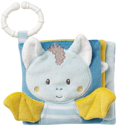 Fehn Fühlbuch Fledermaus - Buggybuch aus Stoff - Babyspielzeug Buch mit Quietsche, Raschelpapier und Spiegel - Babybuch mit Befestigungsring - Stoffbuch für Babys und Kleinkinder ab 0+ Monaten