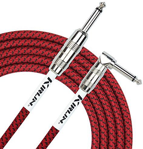 Kirlin iwc202pnrd-10ft tela straight-angled Cable de instrumento guitarra Cable, Rojo, 10 m