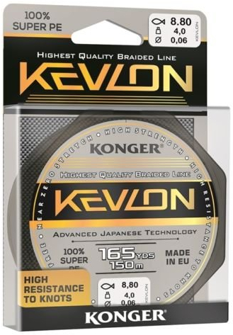 Konger Geflochtene Schnur KEVLON Black 4-Fach Braided Line Angelschnur 150m 0,06-0,20mm (0,07€/m) (0,06mm)