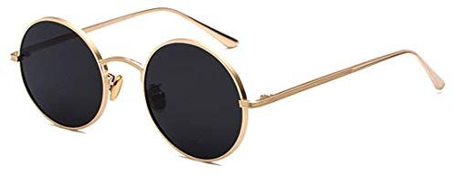 Inlefen Sonnenbrille Männer Frauen Runde Retro Vintage Kreis Stil Sonnenbrille Farbige Metallrahmen Brillen Gold schwarz