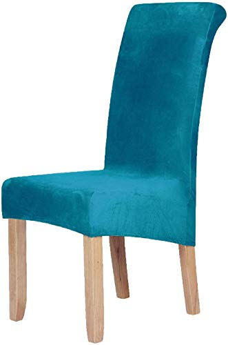 Homaxy Samt Stuhl Deckt Satz von 6, Stretch Esszimmer Stuhl Deckt, Spandex Plüsch Stuhl Decken Große Esszimmer Stuhl Protector (Peacock Blue)