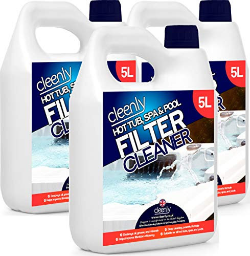 Cleenly Powerful Hot Tub Filter Cleaner Solution - for Hot Tub, Pool and Spa - Destroys, Oil, Grease, Minerals (15 Litres)