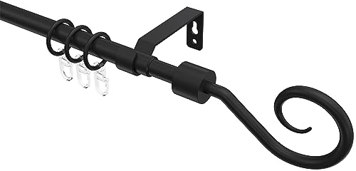 Interdeco ausziehbare Gardinenstange in Schwarz 13/16 mm Ø Hera Helix, 70-120 cm