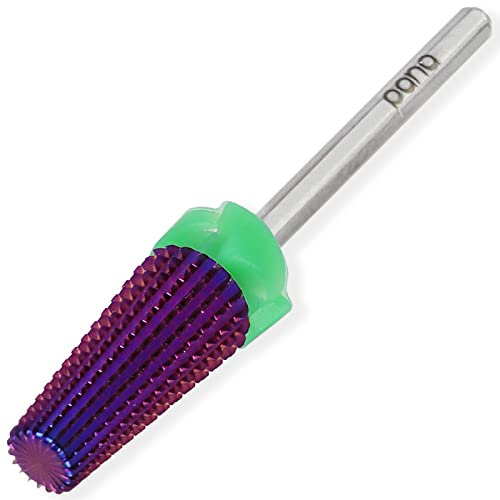 PANA Nail Carbide 5 in 1 Bit - Two Way Rotate use for Both Left and Right Handed - Fast remove Acrylic or Hard Gel - 3/32 Shank - Manicure, Nail Art, Drill Machine (Coarse - C, Purple)