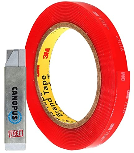 CANOPUS Profi Doppelseitiges Klebeband Transparent 4910 (12,7mm x 3m) Schwerlast Wasserdicht Klebeband für LED Streifen, Auto, Innen, Verbinden von transparenten Materialien