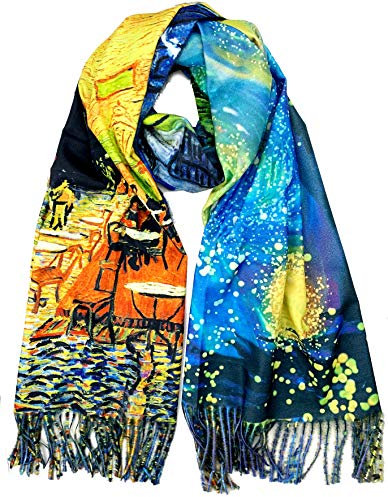 Plum Feathers Superweicher Schal aus Kaschmir, doppelseitig, wendbar, von Van Gogh Monet inspiriert - - Einheitsgröße